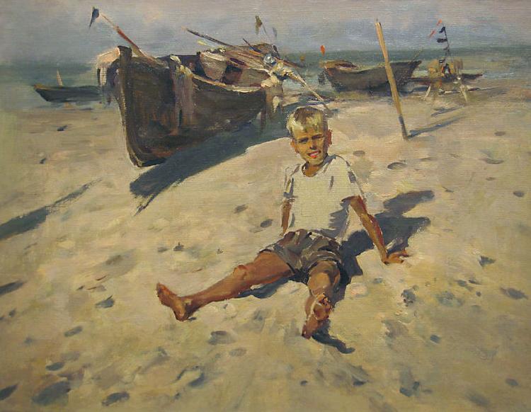 unknow artist Russov-Lev-Boy-and-Sea-rus13bw oil painting image
